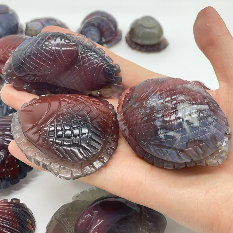 21 Pieces African Red Agate Sea Animals Carving - Image 4